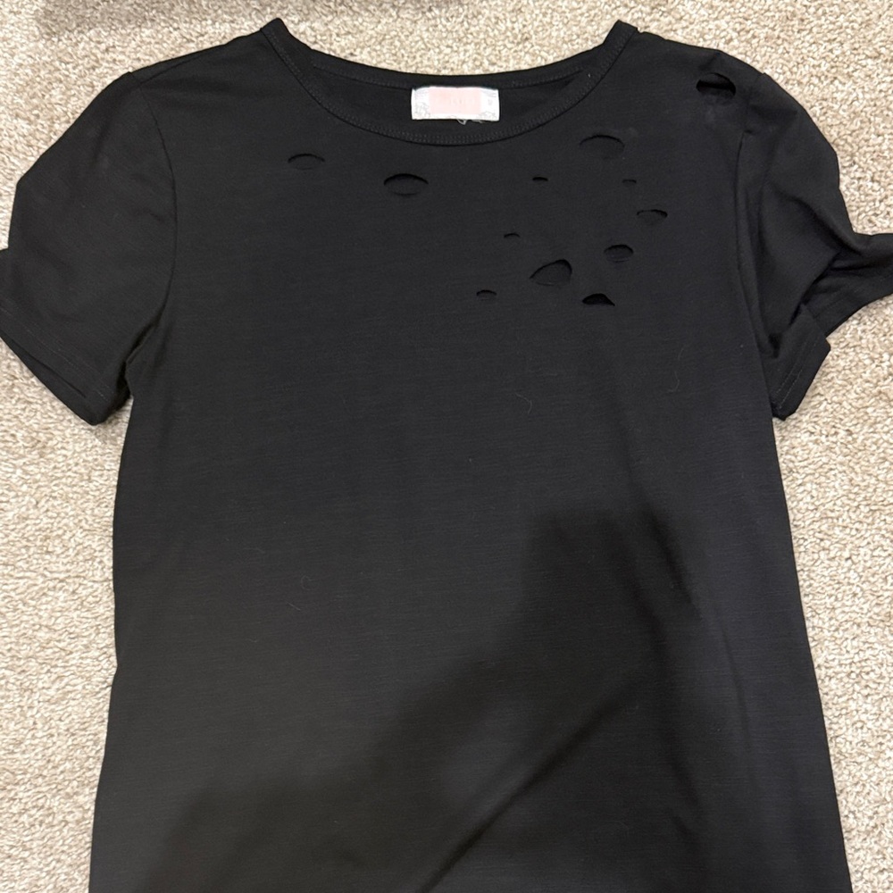 Black Distressed Women's Top